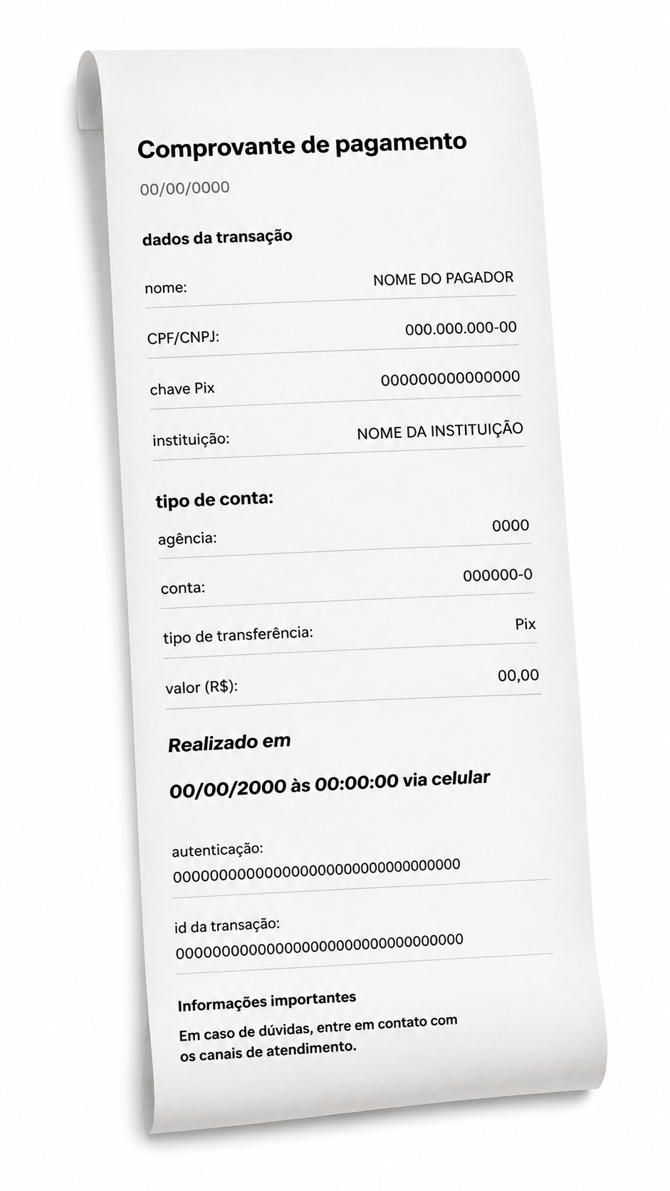 Comprovante de pagamento
